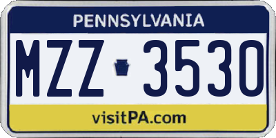 PA license plate MZZ3530