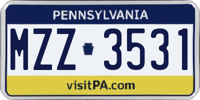 PA license plate MZZ3531