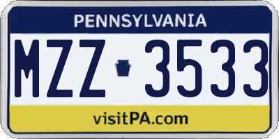 PA license plate MZZ3533