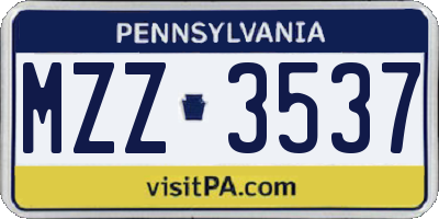 PA license plate MZZ3537