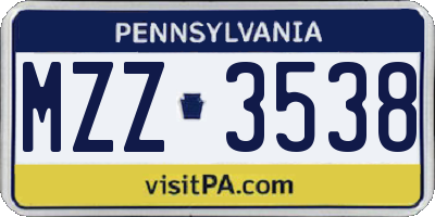 PA license plate MZZ3538