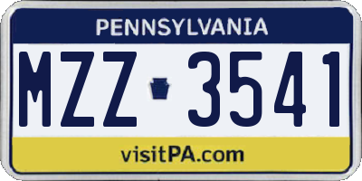 PA license plate MZZ3541