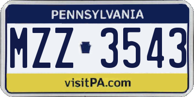 PA license plate MZZ3543