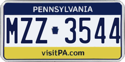 PA license plate MZZ3544