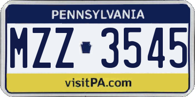PA license plate MZZ3545