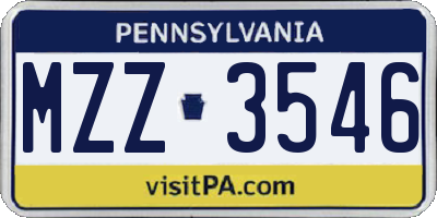 PA license plate MZZ3546