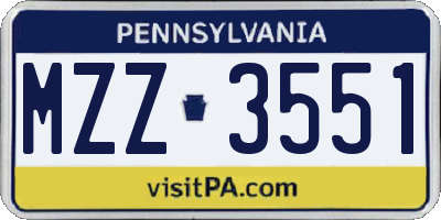 PA license plate MZZ3551