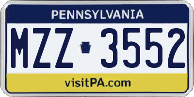 PA license plate MZZ3552