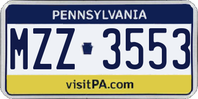 PA license plate MZZ3553