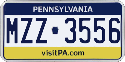 PA license plate MZZ3556