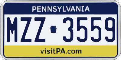 PA license plate MZZ3559