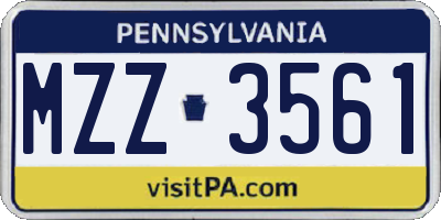PA license plate MZZ3561