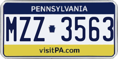 PA license plate MZZ3563