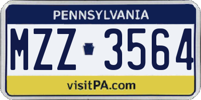 PA license plate MZZ3564