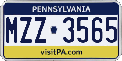 PA license plate MZZ3565