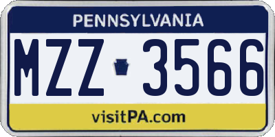 PA license plate MZZ3566