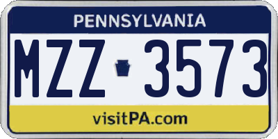 PA license plate MZZ3573