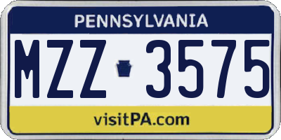 PA license plate MZZ3575