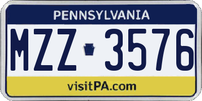 PA license plate MZZ3576