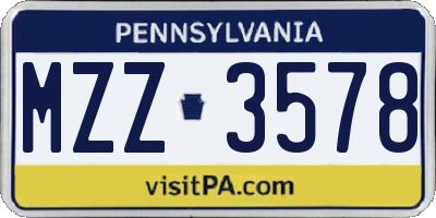 PA license plate MZZ3578