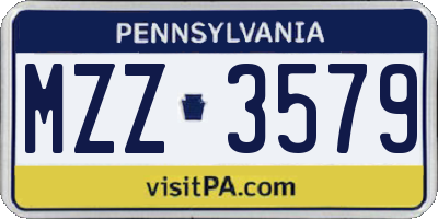 PA license plate MZZ3579