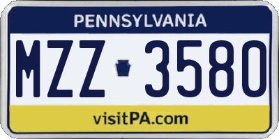 PA license plate MZZ3580