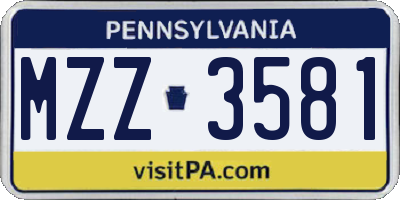 PA license plate MZZ3581