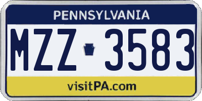 PA license plate MZZ3583