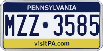 PA license plate MZZ3585