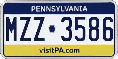 PA license plate MZZ3586