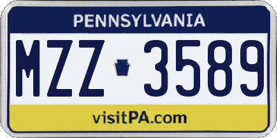 PA license plate MZZ3589