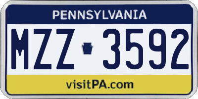 PA license plate MZZ3592