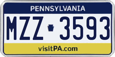 PA license plate MZZ3593