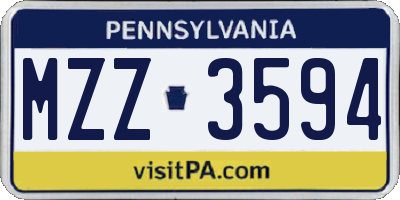 PA license plate MZZ3594