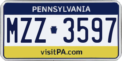 PA license plate MZZ3597