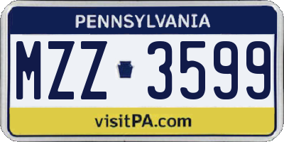 PA license plate MZZ3599