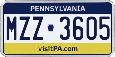 PA license plate MZZ3605