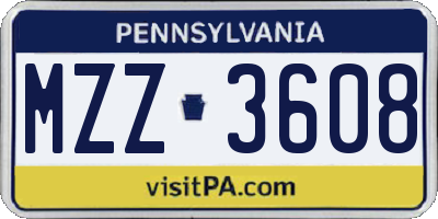 PA license plate MZZ3608