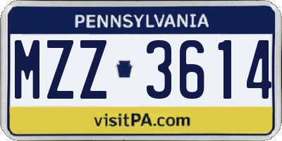 PA license plate MZZ3614