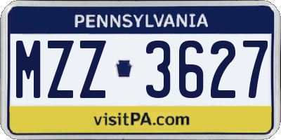 PA license plate MZZ3627
