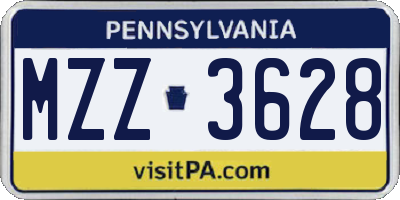 PA license plate MZZ3628