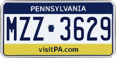 PA license plate MZZ3629