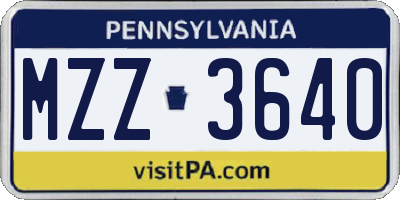 PA license plate MZZ3640