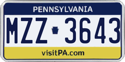 PA license plate MZZ3643