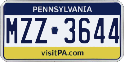 PA license plate MZZ3644