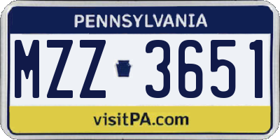 PA license plate MZZ3651
