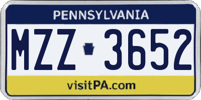 PA license plate MZZ3652