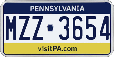 PA license plate MZZ3654