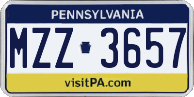 PA license plate MZZ3657