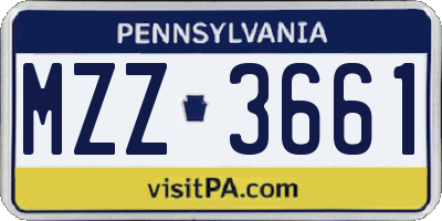 PA license plate MZZ3661